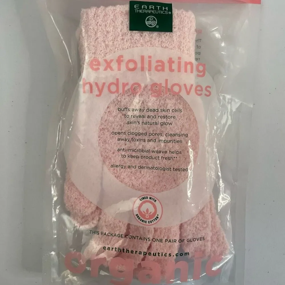 Earth Therapeutics| Exfoliating Hydro Gloves| Organic Cotton